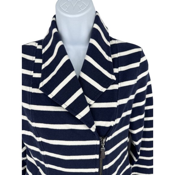 Talbots Navy & White Striped Zip-Up Jacket S - Picture 2 of 8